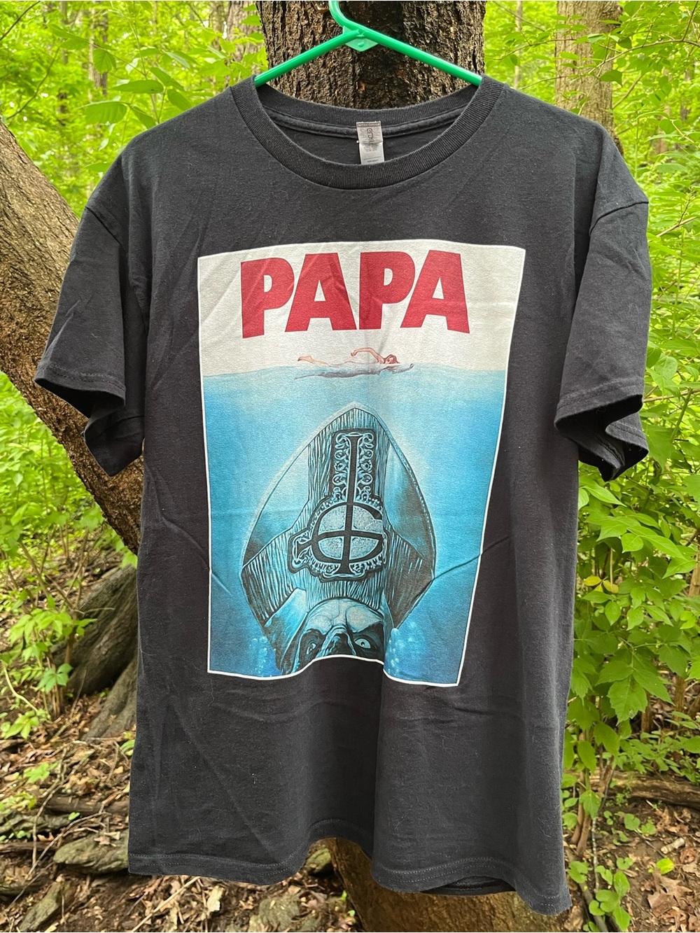 Ghost Band Papa Emeritus II - Papa As JAWS T-Shirt Men’s Large Metal Black